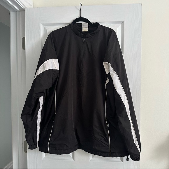 Size XXL Men’s VTG Rawlings Black/White 1/4 Zip Pull Over L/S Jersey Wind Shirt - Picture 1 of 4